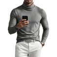thumbnail image 1 of Vxararl Soft Stretch Cotton Blend Turtleneck Men Thermal Casual Long Sleeve Pullover Basic Slim Fit Pullover Sweater Tees Solid Long Sleeve Shirts Sweaters for Men Gray S, 1 of 4