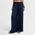 thumbnail image 1 of Vxararl Wide Leg Flowy Palazzo Pants for Women High Waisted Flowy Lounge Trousers with Drawstring Fashion Beach Travel Vacation Fall Clothes Palazzo Pants for Women Navy L, 1 of 7