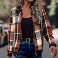 thumbnail image 1 of Vxararl Womens Cute Fall Plaid Flannel Bomber Jacket Zip‑Up Casual Lightweight Long Sleeve Stand Collar Outerwear Jackets with Side Pockets Red M, 1 of 9