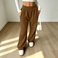 thumbnail image 1 of Vxararl Womens Straight Leg Pants High Waisted Lightweight Pants Breathable Elastic Waist Pants with Pockets Fall&winter Fashion 2026, Casual Workout Womens Sweatpants Coffee XL, 1 of 8