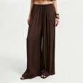 thumbnail image 1 of Vxararl Womens Wide Leg Flowy Palazzo Pants High Waisted Flowy Lounge Trousers with Drawstring Fashion Beach Travel Vacation Fall Clothes Palazzo Pants for Women Brown S, 1 of 7