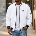 thumbnail image 1 of Vxararl Zip Up Collared Bomber Windbreaker Jacket for Men, Lightweight Casual Work Golf Outerwear with Zipper Side Pockets for Everyday Fall Outdoor Wear White XL, 1 of 7