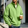 thumbnail image 1 of Vxararl Zip Up Jacket Long Sleeve Fleece Sweatshirt Men Fall/winter Casual Wear, Outdoor Office Business Lightweight Fleece Full Zip no Hood Athletic Jacket Fleece Jacket Men Green S, 1 of 5