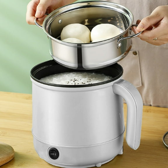 Vxdvou 1.7L Mini Hot Pot with Steaming Tray, 2 Speed Heat Settings for Office, Dorm & Travel, Non-Stick Pot for Noodles, Dumplings & Hot Pot, Kitchen Gadgets for Multi-Cooking & Convenience