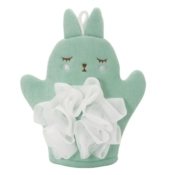 Vxdvou 2-in-1 Skin-Friendly Bath Sponge, Dual-Sided Bath Towel with Scrub & Lather Features, Gentle Exfoliating Bath Glove, Soft Bath Ball for Body Care, Quick-Drying Design with Lanyard