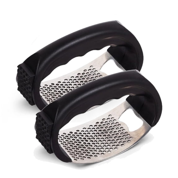 Vxdvou 2024 Stainless Steel Garlic Press Rocker, Garlic Mincer with Peeler & Cleaning Brush, Efficient Garlic Crusher, Kitchen Tools, Kitchen Essentials, Easy-to-Clean Garlic Press for Kitchen