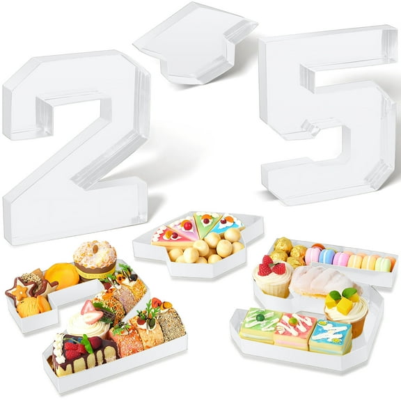 Vxdvou 2025 Graduation Charcuterie Board Box, Fillable Tray Set with Graduation Cap, 10in Number Boxes for Snacks, Perfect for Graduation Table Centerpieces & Party Decor