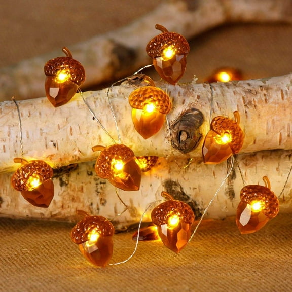 Vxdvou 2m 20-Light Acorn-Shaped LED String Lights, Decorative Battery Operated Lights for Home and Garden, Remote-Controlled for Personalized Ambiance and Holiday Decor