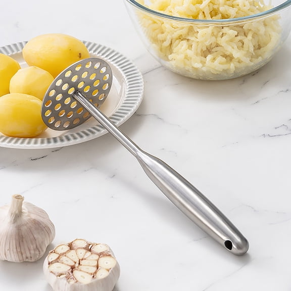 Vxdvou 304 Stainless Steel Mashed Potato Press, Heavy-Duty Food Mashing Tool for Smooth Potatoes, Sweet Potatoes & Baby Food, Durable Kitchen Gadget for Cooking & Baking
