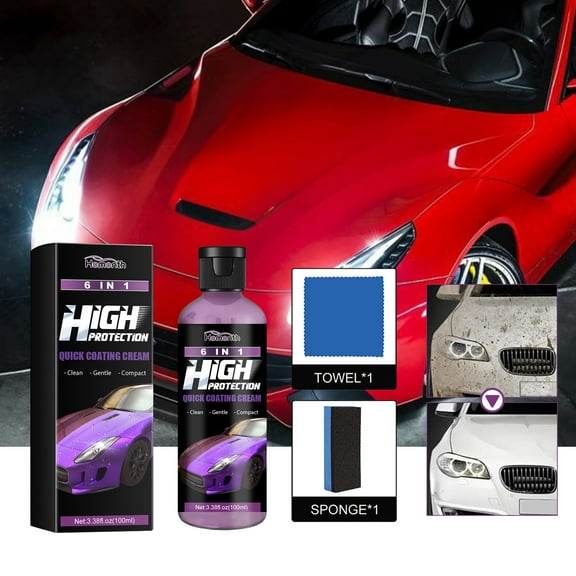 Vxdvou 6-in-1 Coating Paste for Car, Multi-Surface Protection Spray, Cleans, Polishes, and Prevents Oxidation, Enhances Paint Gloss, Safe & Environmentally Friendly, for Vehicles & Household