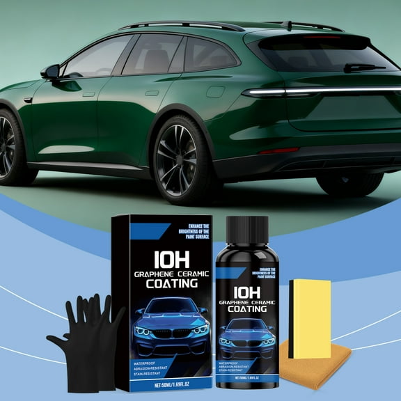 Vxdvou Automotive Ceramic Coating Kit, 50ml Car Polish & Refurbish Set, Durable Coating for Exterior Protection, Enhances Gloss & Shine, Includes Microfiber Towel, Sponge & Gloves
