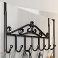 thumbnail image 1 of Vxdvou Behind The Door Hooks - No Drill Wall Hanging Coat Rack, Non-Marking Strong Clothes Cap Hooks for Doors, Black Iron, 16.14x9.05in, 1 of 6