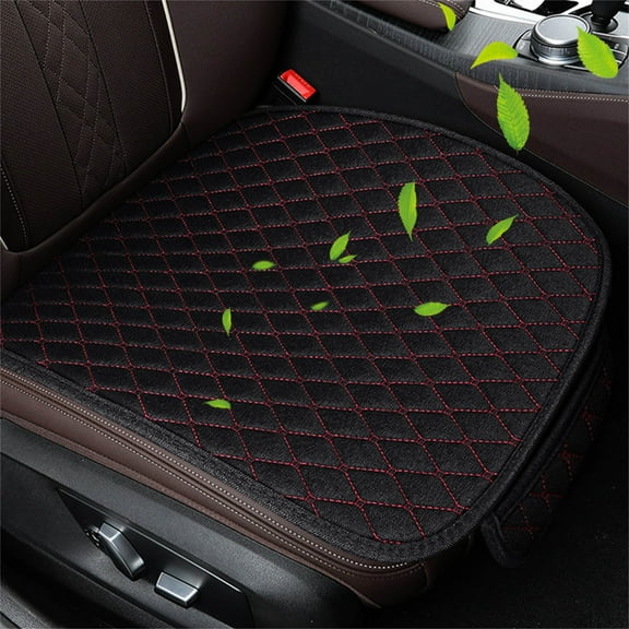 Vxdvou Breathable Car Seat Cushion with Storage, Non-slip Universal Car Front Seat Cover, All-Season Cotton Linen Car Cushion