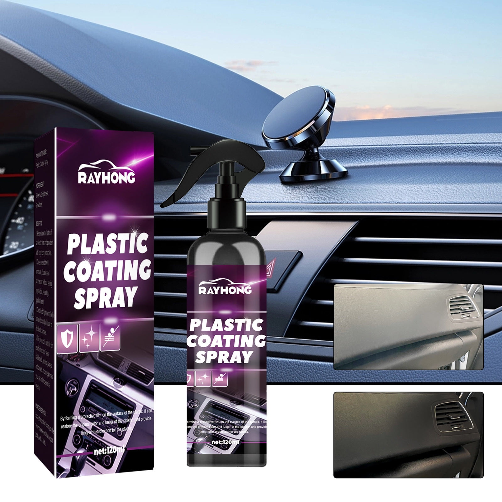 Vxdvou Bright Surface Automotive Plastics Spray, 120ML Shine, Car