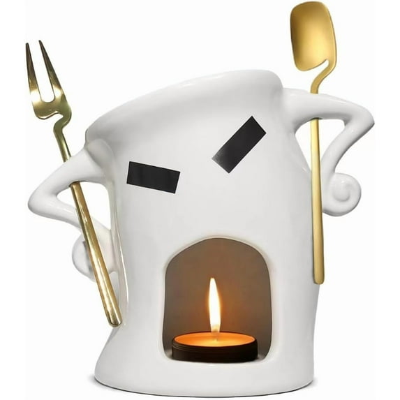 Vxdvou Chocolate Cheese Fondue Cup, Ceramic Fondue Mug with Forks, Melting Chocolate & Cheese, Portable & Elegant for Parties, Ideal Gift for Kitchen Lovers, Cozy Fondue Set for Dessert Lovers