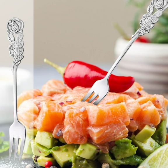 Vxdvou Christmas Stainless Steel Rose Spoon Fork Set, Coffee Stirring Dessert Forks for Holiday Table, Elegant Kitchen Accessories & Christmas Gifts for Home Dining and Kitchen Decor