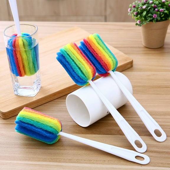 Vxdvou Cleaning Bottle Washer, Colorful Sponge Brush for Coffee Cup and Bottle Cleaning, Soft Non-Scratch Cleaning Sponge, Multi-Directional 360° Cleaning for Glass and Mugs, 1 Pack