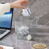 Vxdvou Cute Desktop Wastebasket, Transparent Plastic Toilet Waste Basket for Bedroom, Living Room, Bathroom, Multi-purpose Storage Bin, Stylish and Practical (Gray/Clear)