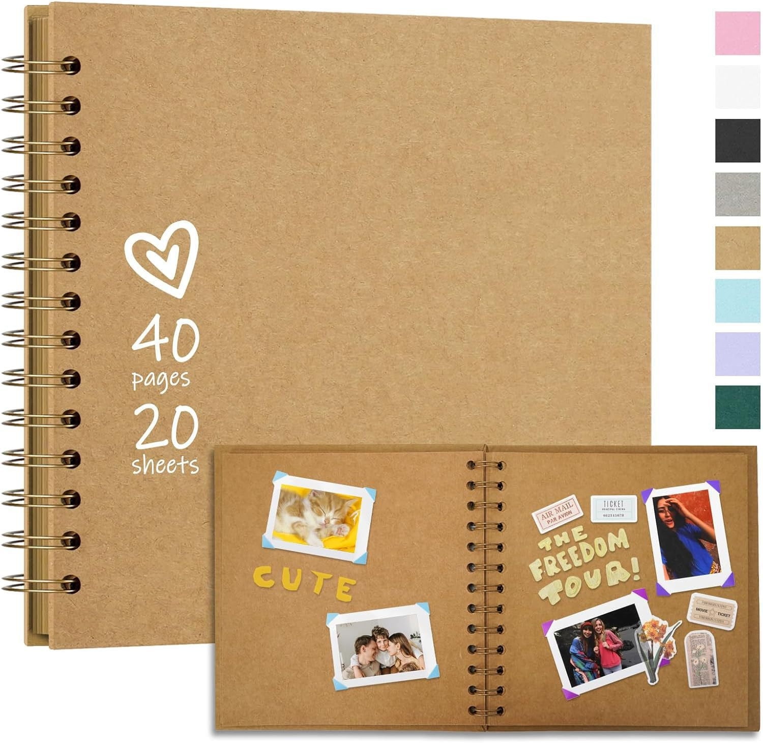 Vxdvou DIY Scrapbook Album with Customizable Hardcover and Thick Paper