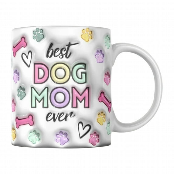 Vxdvou Dog Mom Ceramic Mug, Large Personalized Pet Lover Coffee Cup, Perfect Gift for Dog Owners, Dishwasher Safe, 250ml Coffee Mug for Men & Women, Ideal for Birthdays & Special Occasions
