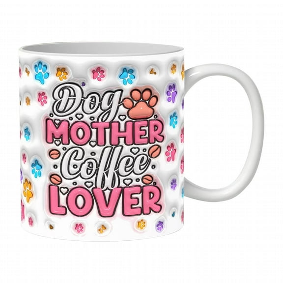 Vxdvou Dog Mom Ceramic Mug, Large Personalized Pet Lover Coffee Cup, Perfect Gift for Dog Owners, Dishwasher Safe, 250ml Coffee Mug for Men & Women, Ideal for Birthdays & Special Occasions