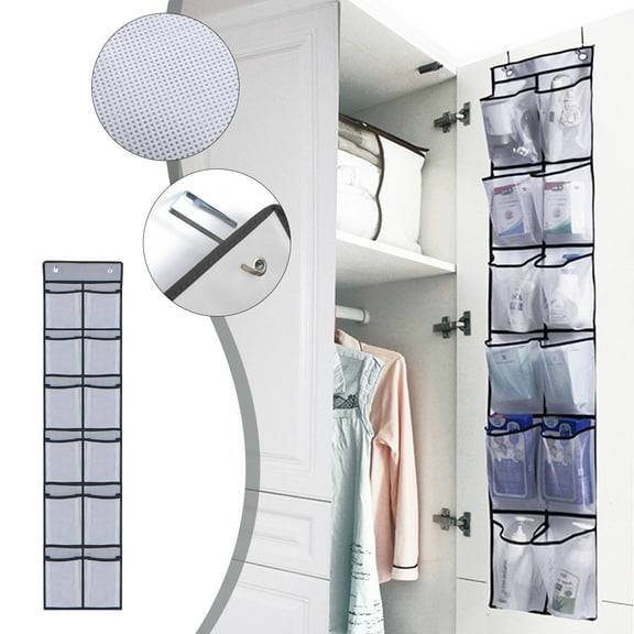 Vxdvou Over The Door Shoe Rack with 12 Large Mesh Pockets, Hanging Shoe Organizer, Sturdy Closet Door Storage for Shoes, Accessories & Household Items
