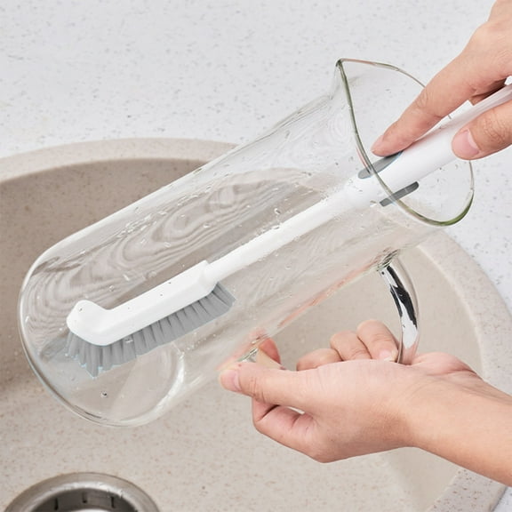 Vxdvou Elbow Cup Brush Cleaner, Long Handle Kitchen Sink Cleaning Brush with Hanging Hole, Retractable Design for Easy Storage, Ideal for Bottles & Corners - Gray, Blue