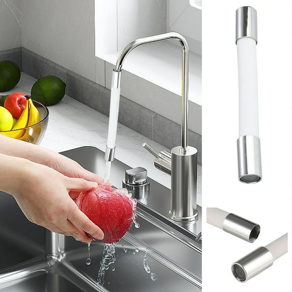 Vxdvou Faucet Extension Extender for Kitchen and Bathroom, Universal Stainless Steel Rotating Spout, Adjustable Water Hose for Sink, Flexible Foaming Tube for Home and Kitchen Use