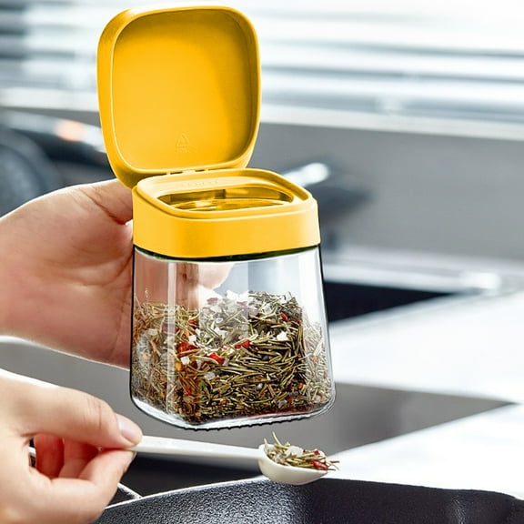 Vxdvou Glass Spice Boxes for Kitchen Storage, Airtight Spice Jars with Flip-Top Lid, Compact Spice Bottles for Kitchen Organization, Convenient Spice Containers for Dry Foods, Kitchen Storage