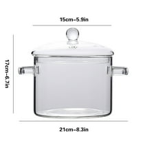 Vxdvou High Borosilicate Glass Mini Crock Pot, Heat-Resistant Cooking Stew Pot for Stovetop, Oven & Microwave, Transparent Glass Bowl for Kitchen Storage & Food Prep Essentials