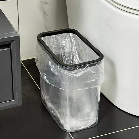 Vxdvou Household Lidless Pressure Ring Trash Can, Large Capacity Transparent Plastic Waste Bin for Living Room, Bathroom, Kitchen, Elegant Design with Tight-Lid Odor Control, 26.8x25.5x15.5cm