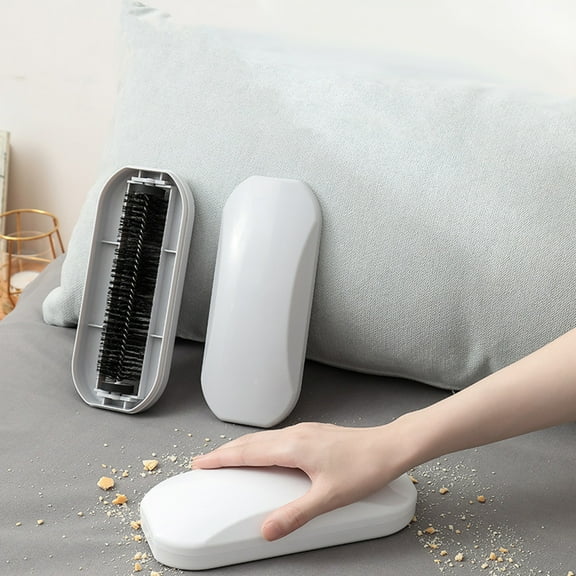 Vxdvou Japanese Multifunctional Cleaning Brush, Rolling Dust & Lint Remover for Clothes, Home, and Fruit Debris, Ergonomic Plastic Handle, White, 19.8x8.3x4.5cm