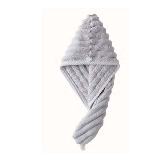 Vxdvou Large Dry Hair Turban, Microfiber Quick-Drying Towel for Adults, Vertical Pattern Shower Hat, Soft Comfortable Wrap for Hair Care, Absorbent & Fast Drying with No Slip Button