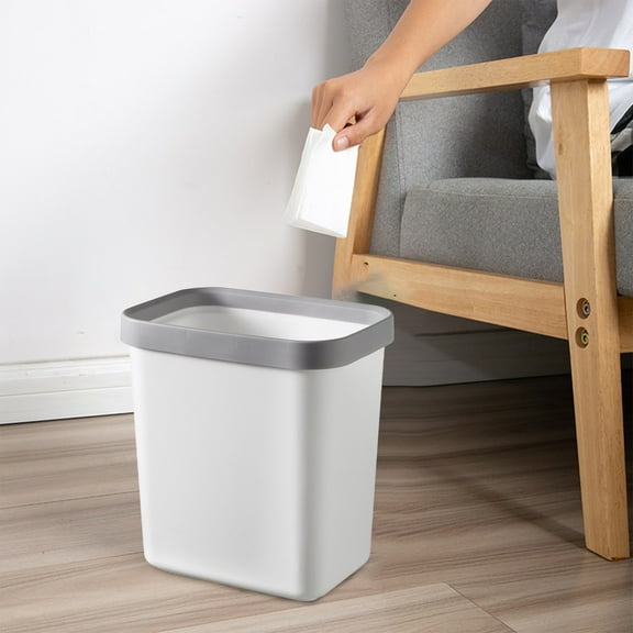 Vxdvou Lidless Trash Can, Compact White Plastic Waste Bin for Kitchen, Bathroom, Office, 23.5x22.5x16cm, Convenient Handle for Easy Carrying and Use