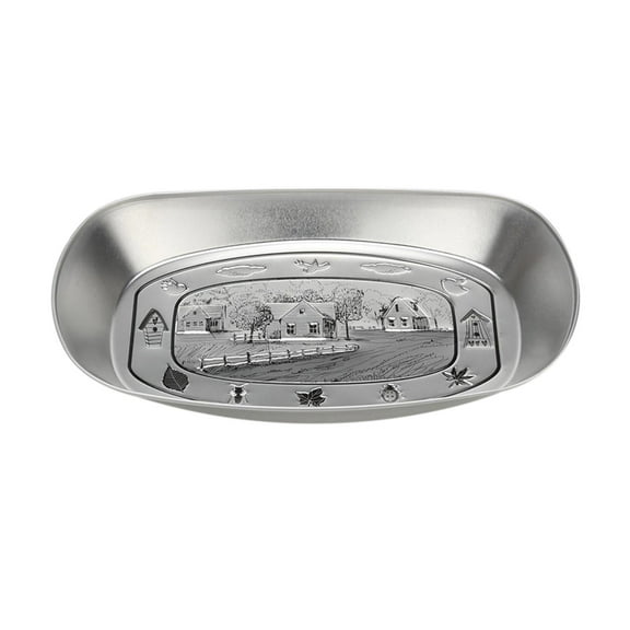 Vxdvou Outdoor Vintage Tinplate Fruit Tray, Embossed Camping Tableware, Snack & Cake Barbecue Tray, Durable Tinplate for Kitchen, Holiday Party & Home Décor, Multi-Use Serving Dish for Kitchen Table