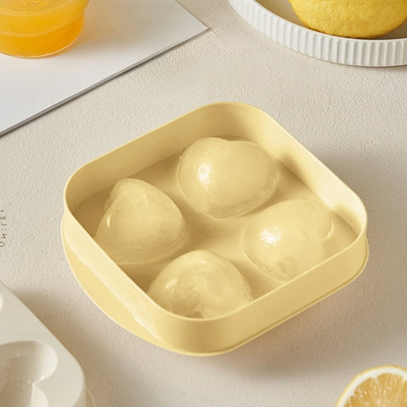 Vxdvou Personalized Heart Shape Ice Mold, BPA-Free Plastic Ice Compartment, Soft Easy Release Tray, DIY Ice Cubes for Drinks, White/Yellow, Fun Kitchen Gadgets & Accessories for Summer