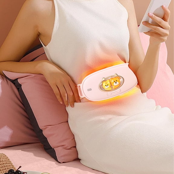 Vxdvou Portable Heating Pad for Lumbar Pain Relief, Adjustable Vibration Massage and Heat Therapy, Rechargeable Pain Relief Belt for Women, Home and Kitchen Essentials for Back and Abdominal Comfort