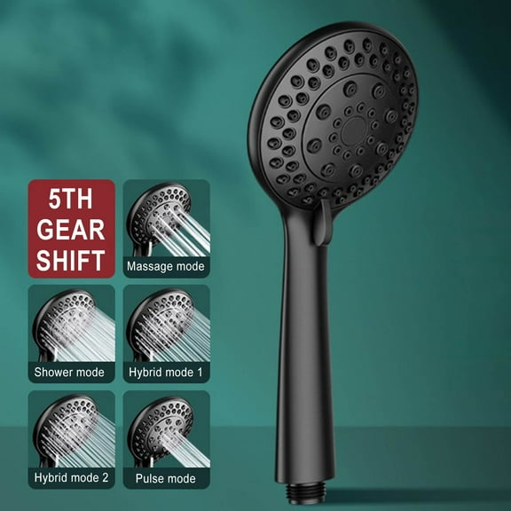 Vxdvou Pressurized Shower Head, Super Pressure Faucet with 3D Water Outlet, 5 Adjustable Water Modes, ABS Material, Anti-Blockage, Large Water Flow for Powerful Showering Experience