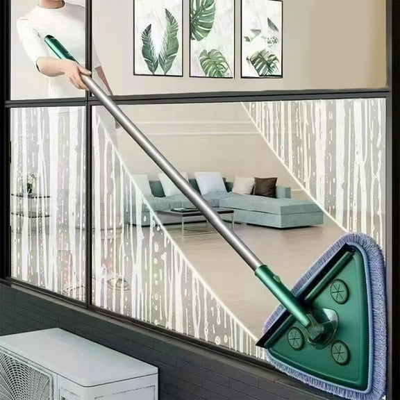 Vxdvou Rotating Sweeping Mop for Wall and Ceiling, Adjustable Stainless Steel Handle, Multifunctional Mop with Net for Floor and Glass Cleaning, Lightweight Design