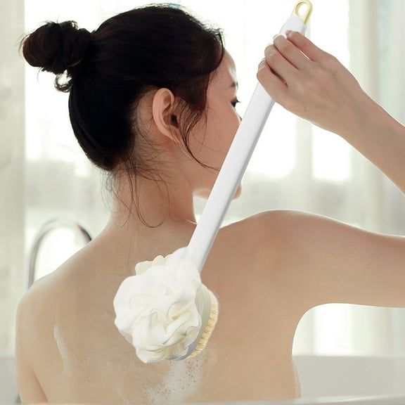 Vxdvou Scrubbing Bath Brush, Long Handle Back Rubbing Brush, Soft Feathered Bath Brush for Skin Exfoliation, 2-Pack for Effective Full-Body Cleaning, Shower Brush for Comfort and Convenience