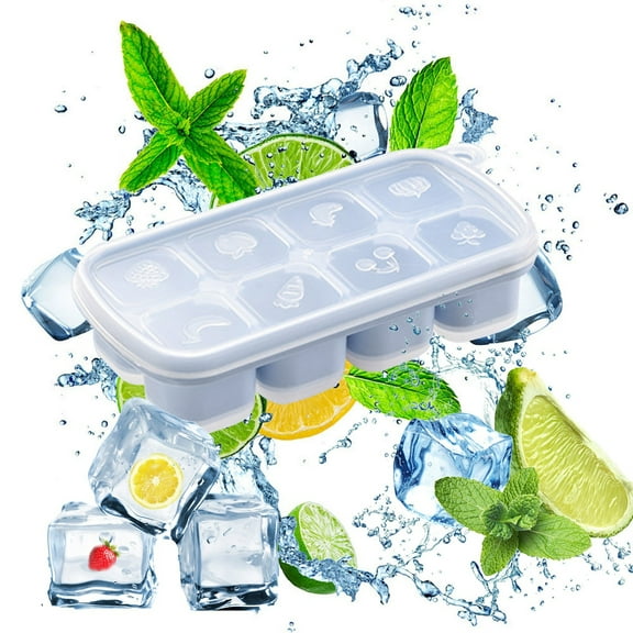 Vxdvou Soft Rubber Ice Tray for Homemade Ice Cream & Ice Cubes, Flexible Food-Grade Ice Tray with Lid, Multi-Purpose Ice Mold for Freezing, Ice Tray for Drinks & Desserts