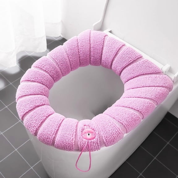 Vxdvou Solid-Color Toilet Seat Cushion, Soft Toilet Pad for Cold Winters, Washable Stretchable Design, Cushioned Cover for Round & Elongated Toilet Seats, Hygienic Bathroom Accessory, Cozy Comfort