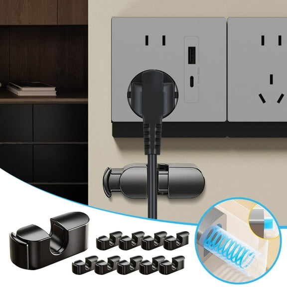Vxdvou Spring Cable Organizer, Compact Desk Cable Clamps for Home and Kitchen, Strong Adhesive for Wires 0-7mm, Adjustable Wire Holder for Kitchen Organization, Multi-Surface Use
