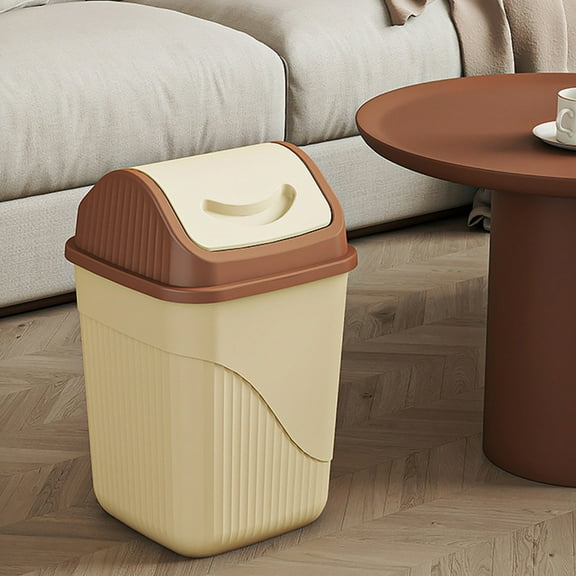 Vxdvou Square Trash Can with Lid, Office and Bathroom Waste Bin, Odor Control, Narrow Design, Plastic Garbage Bin with Two-Way Swing Lid for Space-Saving, Available in Multiple Colors