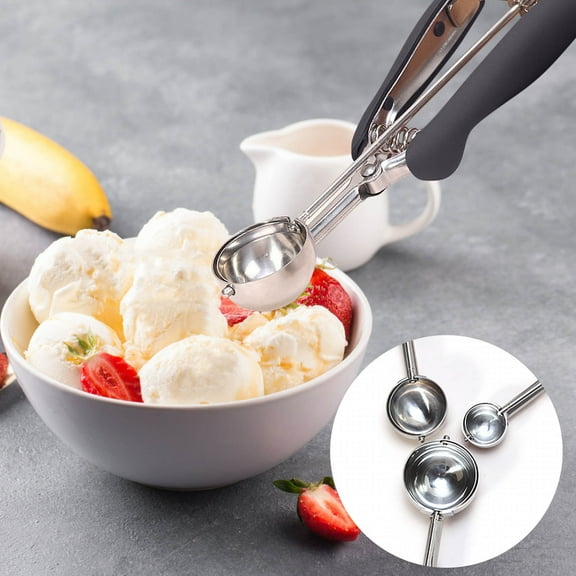 Vxdvou Stainless Steel Ice Cream Scoop, Melon & Fruit Scoop for Desserts, Multi-Purpose Kitchen Tool for Ice Cream, Sorbet, & Dough, Ergonomic Handle for Easy Serving
