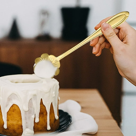 Vxdvou Stainless Steel Short-Handled Spoon, Elegant Persian Design Serving Spoon, Durable Kitchen Utensil for Desserts & Soups, Comfortable Grip for Home and Kitchen Use, Easy to Clean