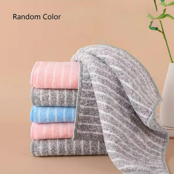 Vxdvou Striped Microfiber Cleaning Cloth Set, 5 Pack for Dishes, Kitchen & Table Wiping, Super Absorbent & Non-Shedding, Durable Stain Removal Towels