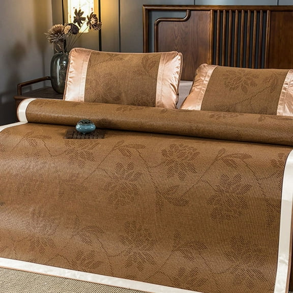 Vxdvou Summer Sleeping Mat, Foldable Rattan Cool Mattress for Home & Dorms, Comfortable Breathable Polyester for Hot Nights, Brown, 1.8x2.0m, Cool & Relax, Perfect for Summer