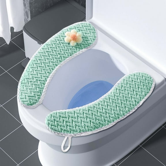 Vxdvou Thickened Toilet Seat Cover, Knitted Winter Cushion, Warm & Soft, Fits Round & Rectangular Toilets, Easy Installation & Cleaning, Polyester Material