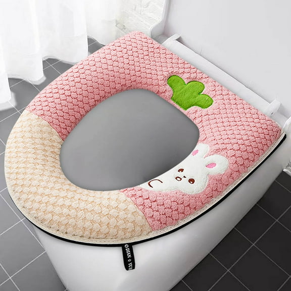 Vxdvou Toilet Seat Cushion with Adhesive Buckle, Cute Little Bears Design with Handle, Soft and Comfortable Toilet Seat Cushion, Easy to Clean for Home or Office Restrooms